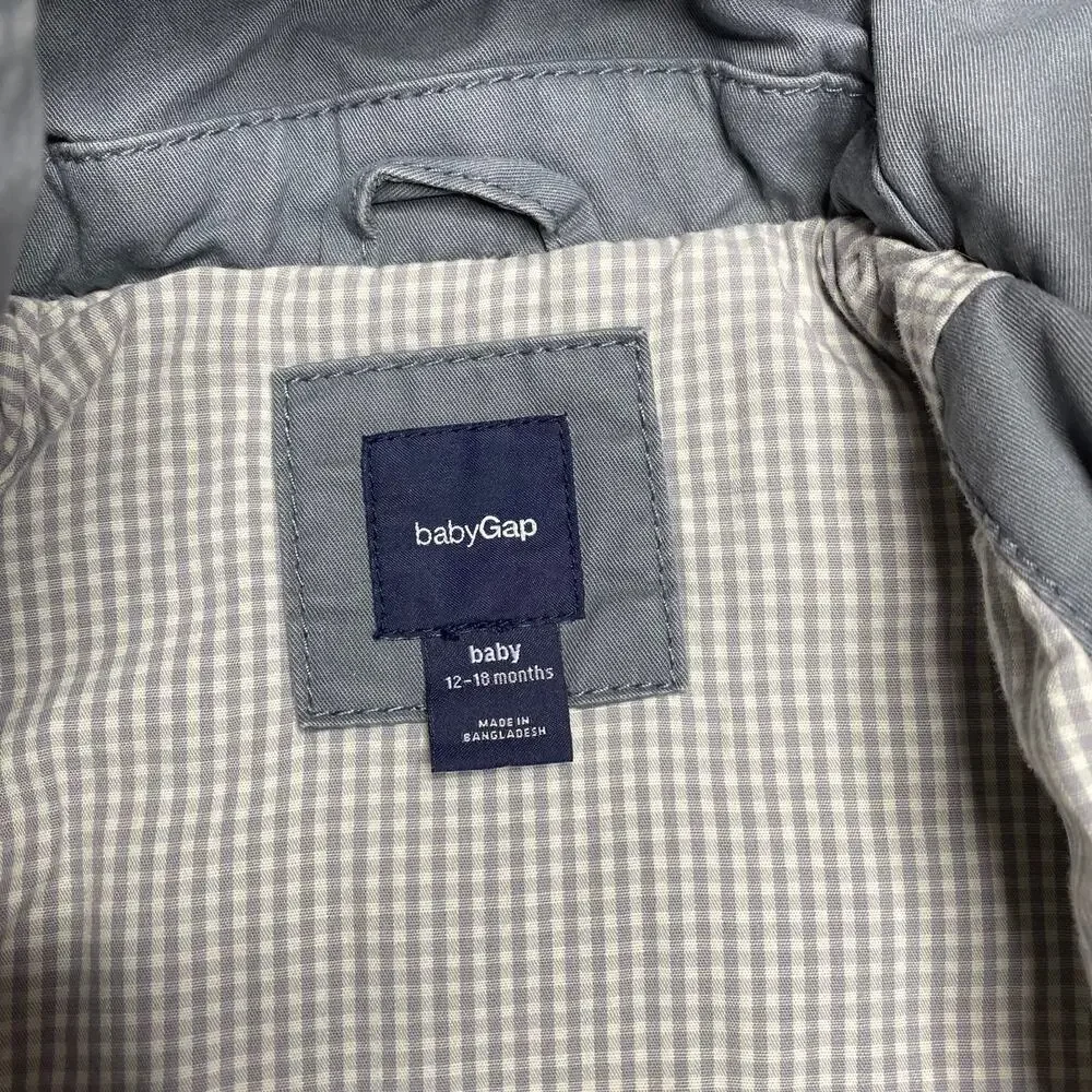 babyGap Hooded Trench Coat in a Grey Blue